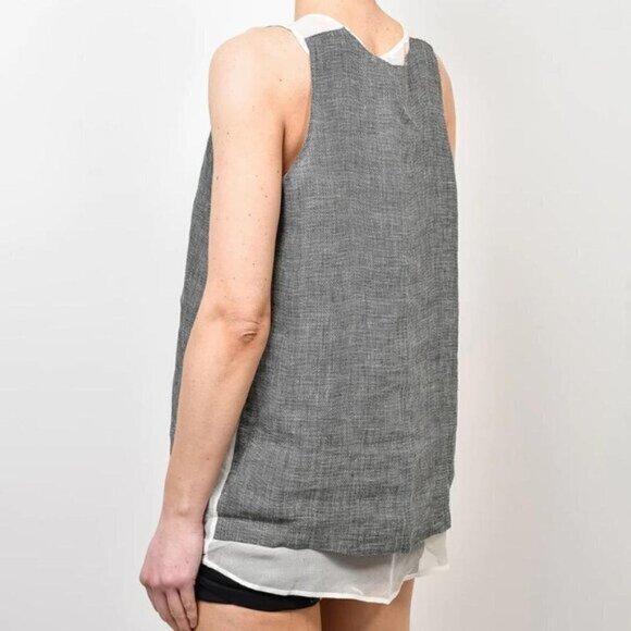 Clu Grey Sleeveless Linen Top with Sheer Lining size M - Picture 2 of 4